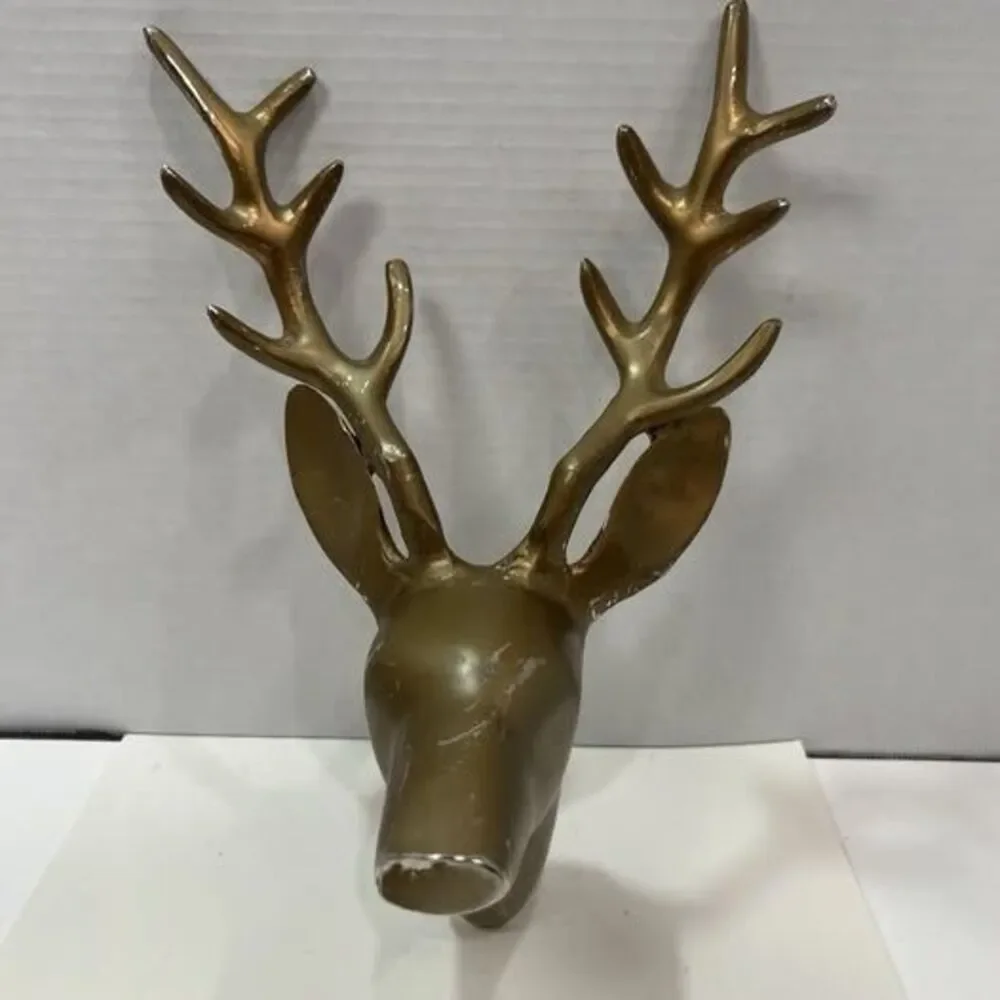 Metal Wall Mount Deer Head Bronze Finish 11 inches Stag Gazelle Figurine Statue